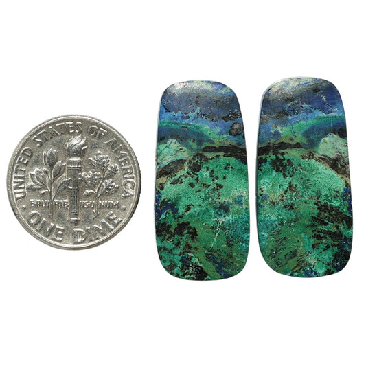 Azurite Chrysocolla Pair 12.5x26.25x3 mm Fancy Shape Polished Gemstone LS37-07421