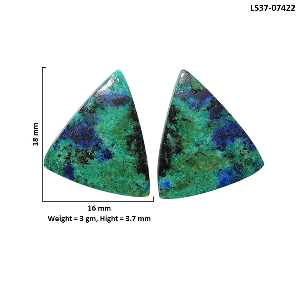 Azurite Chrysocolla Pair 16x18x3.7 mm Fancy Shape Polished Gemstone LS37-07422