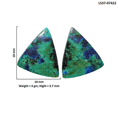 Azurite Chrysocolla Pair 16x18x3.7 mm Fancy Shape Polished Gemstone LS37-07422