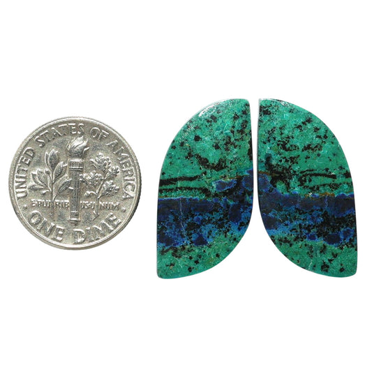 Azurite Chrysocolla Pair 12.7x26.3x4 mm Fancy Shape Polished Gemstone LS37-07424