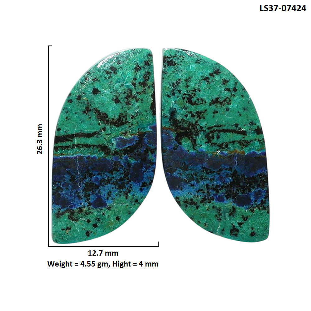 Azurite Chrysocolla Pair 12.7x26.3x4 mm Fancy Shape Polished Gemstone LS37-07424