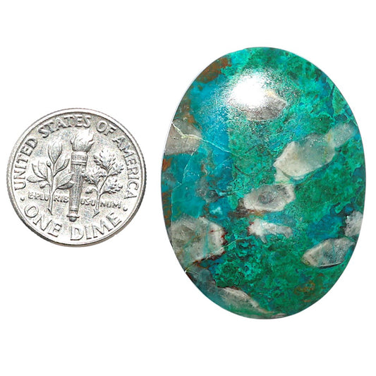 Azurite Chrysocolla 26.45x35x5 mm Oval Shape Polished Gemstone LS37-08597