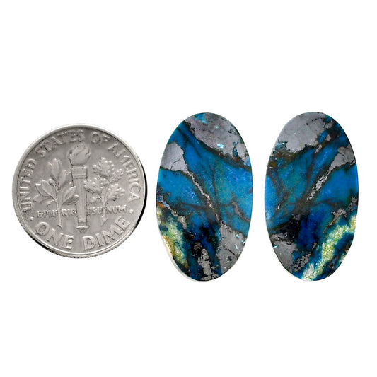 Shattuckite Pair 12.7x22.25x4.5 mm Oval Shape Polished Gemstone LS39-04613