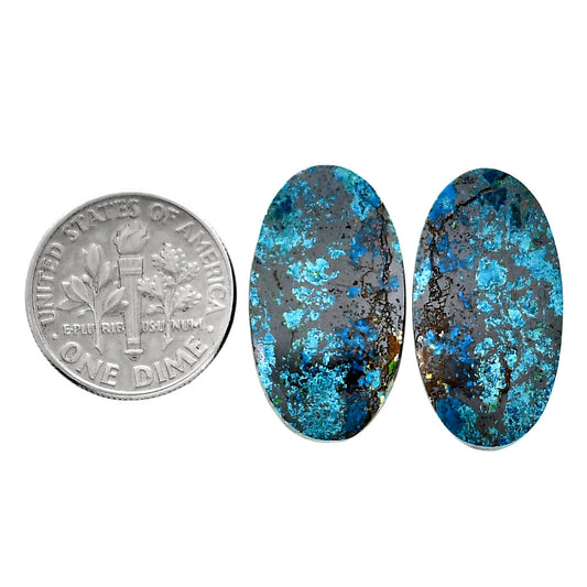 Shattuckite Pair 13x23.5x4.3 mm Oval Shape Polished Gemstone LS39-04614