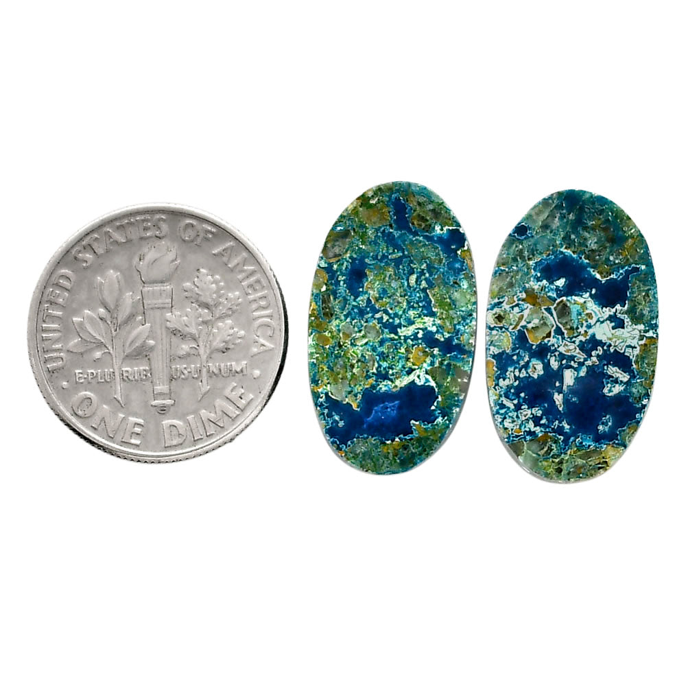 Shattuckite Pair 11.7x20x4 mm Oval Shape Polished Gemstone LS39-04615