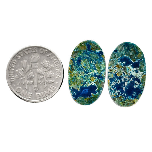Shattuckite Pair 11.7x20x4 mm Oval Shape Polished Gemstone LS39-04615