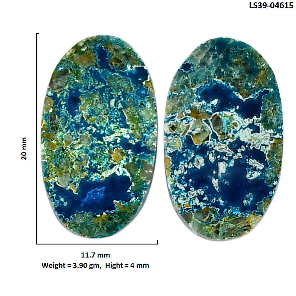 Shattuckite Pair 11.7x20x4 mm Oval Shape Polished Gemstone LS39-04615