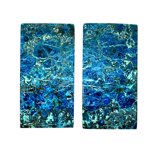 Shattuckite Pair 12.3x23.6x4 mm Baguette Shape Polished Gemstone LS39-04616