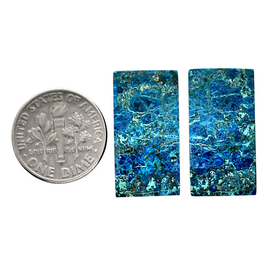 Shattuckite Pair 12.3x23.6x4 mm Baguette Shape Polished Gemstone LS39-04616