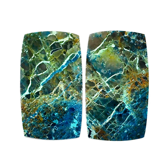 Shattuckite Pair 13x22.7x4.5 mm Baguette Shape Polished Gemstone LS39-04617