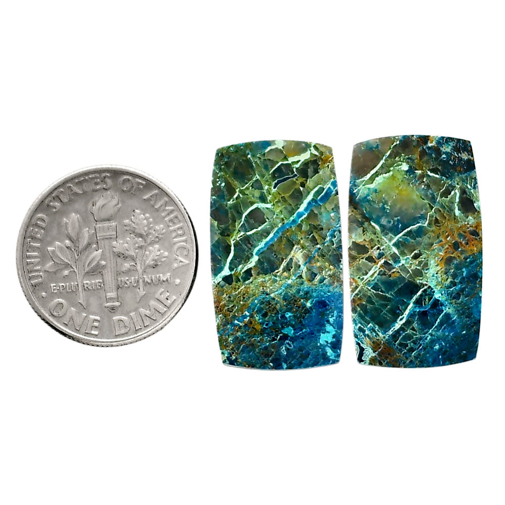 Shattuckite Pair 13x22.7x4.5 mm Baguette Shape Polished Gemstone LS39-04617