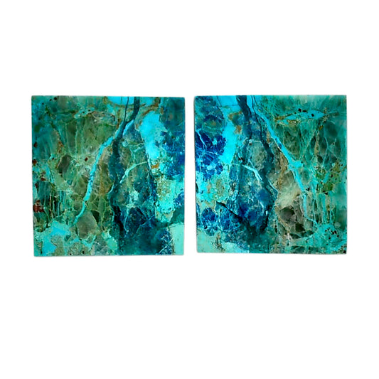 Shattuckite Pair 17.5x18.5x4 mm Baguette Shape Polished Gemstone LS39-04618