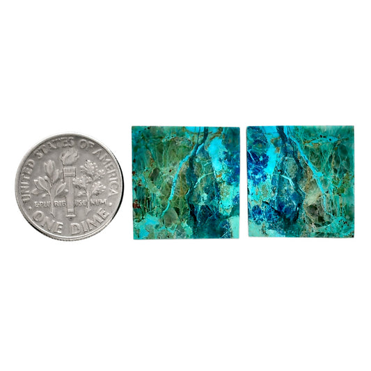 Shattuckite Pair 17.5x18.5x4 mm Baguette Shape Polished Gemstone LS39-04618