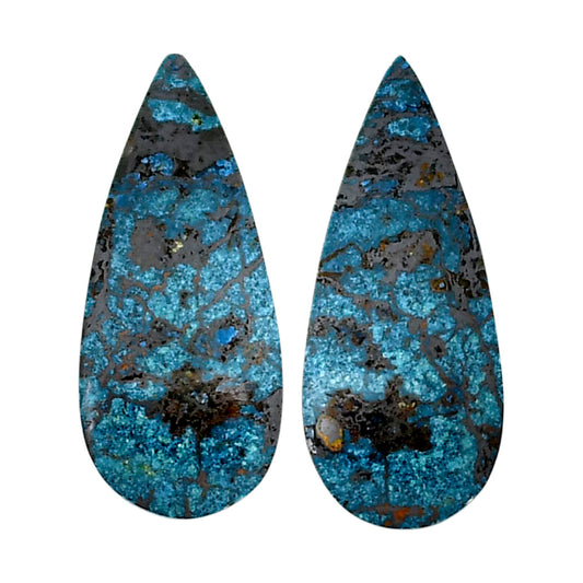 Shattuckite Pair 11x25.8x4 mm Pear Shape Polished Gemstone LS39-04619