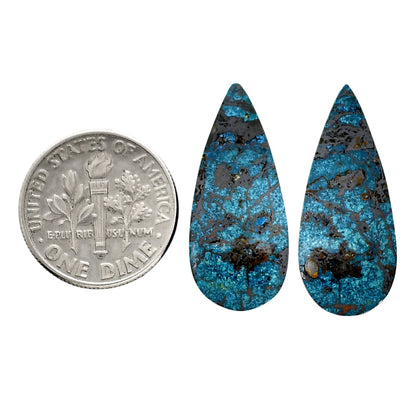 Shattuckite Pair 11x25.8x4 mm Pear Shape Polished Gemstone LS39-04619