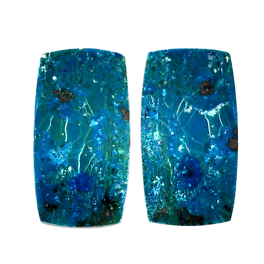 Shattuckite Pair 11.9x21.9x4 mm Baguette Shape Polished Gemstone LS39-04620