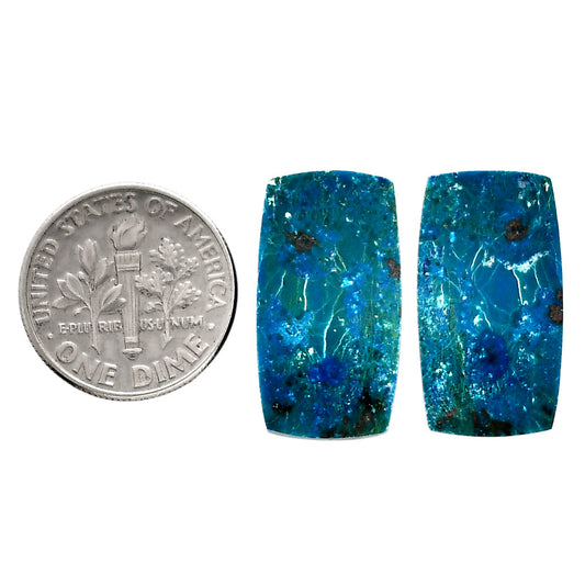 Shattuckite Pair 11.9x21.9x4 mm Baguette Shape Polished Gemstone LS39-04620