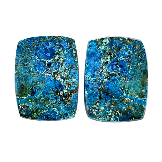 Shattuckite Pair 14.6x19.4x3.5 mm Baguette Shape Polished Gemstone LS39-04621