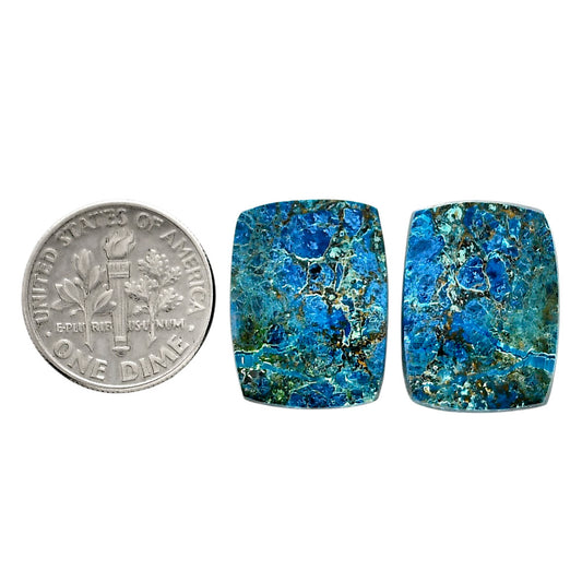 Shattuckite Pair 14.6x19.4x3.5 mm Baguette Shape Polished Gemstone LS39-04621