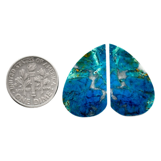 Shattuckite Pair 15x26.3x3.5 mm Fancy Shape Polished Gemstone LS39-04623