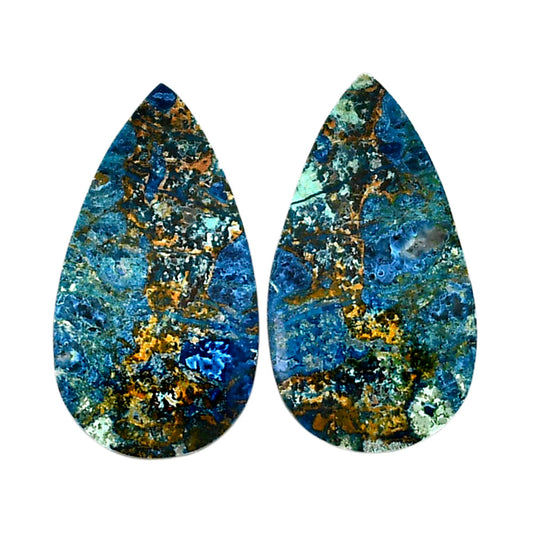 Shattuckite Pair 14.5x26.8x4.5 mm Pear Shape Polished Gemstone LS39-04625