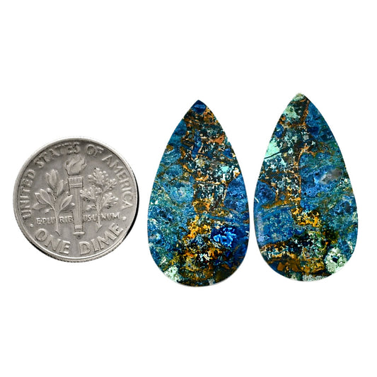 Shattuckite Pair 14.5x26.8x4.5 mm Pear Shape Polished Gemstone LS39-04625