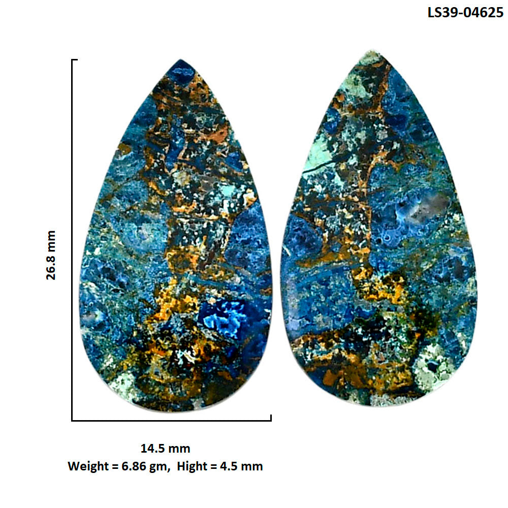 Shattuckite Pair 14.5x26.8x4.5 mm Pear Shape Polished Gemstone LS39-04625