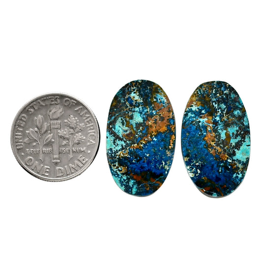 Shattuckite Pair 13.8x23.3x3.7 mm Oval Shape Polished Gemstone LS39-04626
