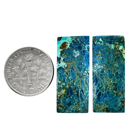 Shattuckite Pair 11.5x27.2x4 mm Baguette Shape Polished Gemstone LS39-04628