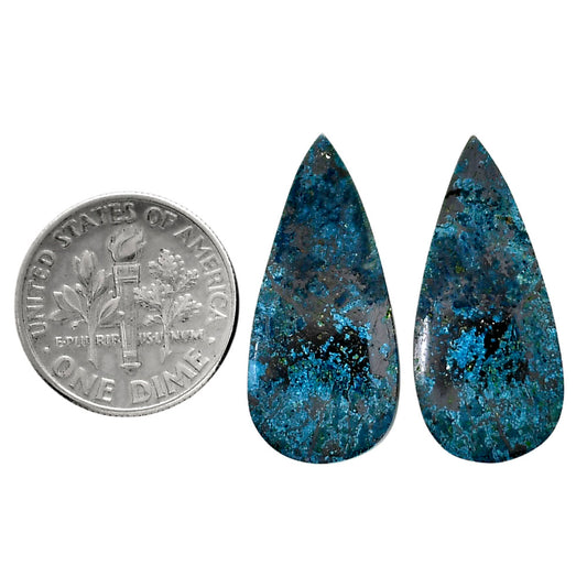 Shattuckite Pair 11.9x26.2x3.7 mm Pear Shape Polished Gemstone LS39-04629