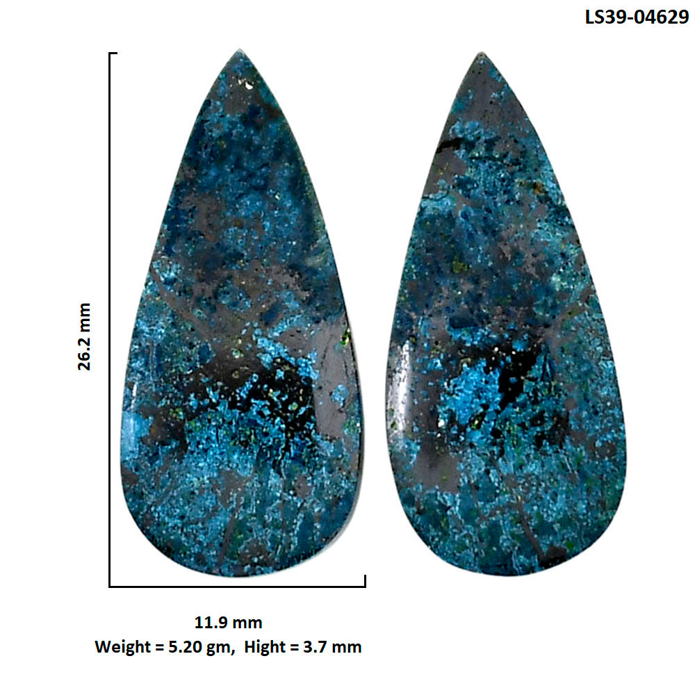 Shattuckite Pair 11.9x26.2x3.7 mm Pear Shape Polished Gemstone LS39-04629