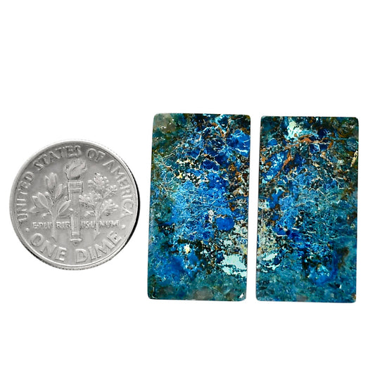 Shattuckite Pair 13.5x25.3x4.3 mm Baguette Shape Polished Gemstone LS39-04630