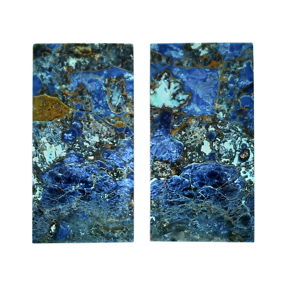 Shattuckite Pair 13.1x25.4x4 mm Baguette Shape Polished Gemstone LS39-04633