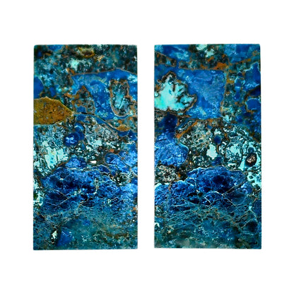 Shattuckite Pair 13.1x25.4x4 mm Baguette Shape Polished Gemstone LS39-04633