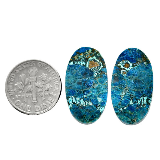 Shattuckite Pair 13.4x24.3x4 mm Oval Shape Polished Gemstone LS39-04635