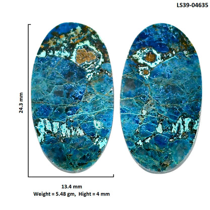 Shattuckite Pair 13.4x24.3x4 mm Oval Shape Polished Gemstone LS39-04635