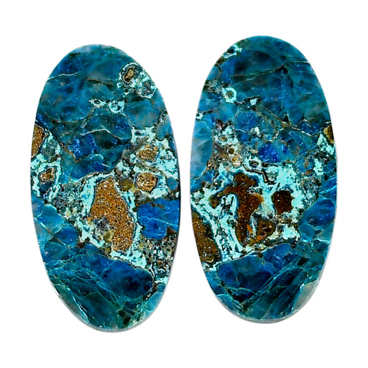 Shattuckite Pair 13.4x25.9x4 mm Oval Shape Polished Gemstone LS39-04636
