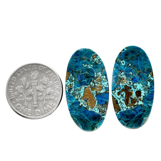 Shattuckite Pair 13.4x25.9x4 mm Oval Shape Polished Gemstone LS39-04636