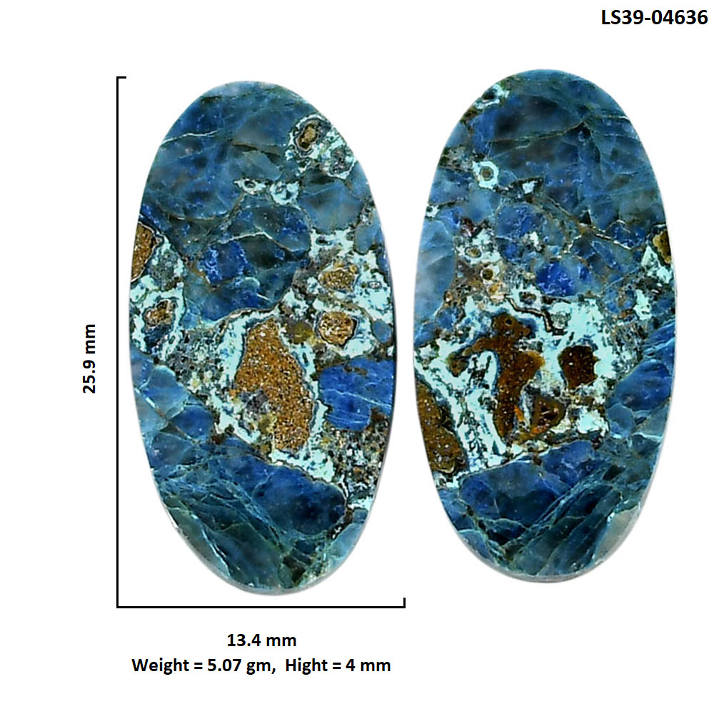 Shattuckite Pair 13.4x25.9x4 mm Oval Shape Polished Gemstone LS39-04636