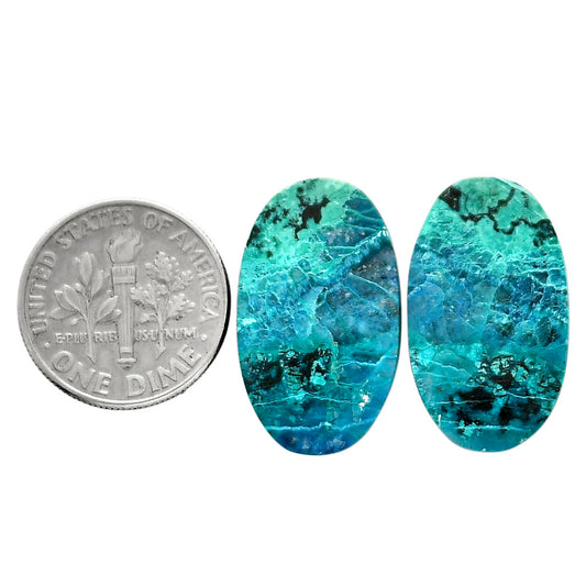 Shattuckite Pair 13.6x23.2x4 mm Oval Shape Polished Gemstone LS39-04637
