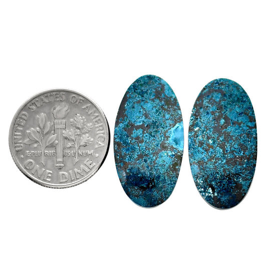 Shattuckite Pair 12.25x23x4.4 mm Oval Shape Polished Gemstone LS39-04638
