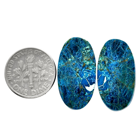 Shattuckite Pair 13.5x24.9x3.7 mm Oval Shape Polished Gemstone LS39-04639