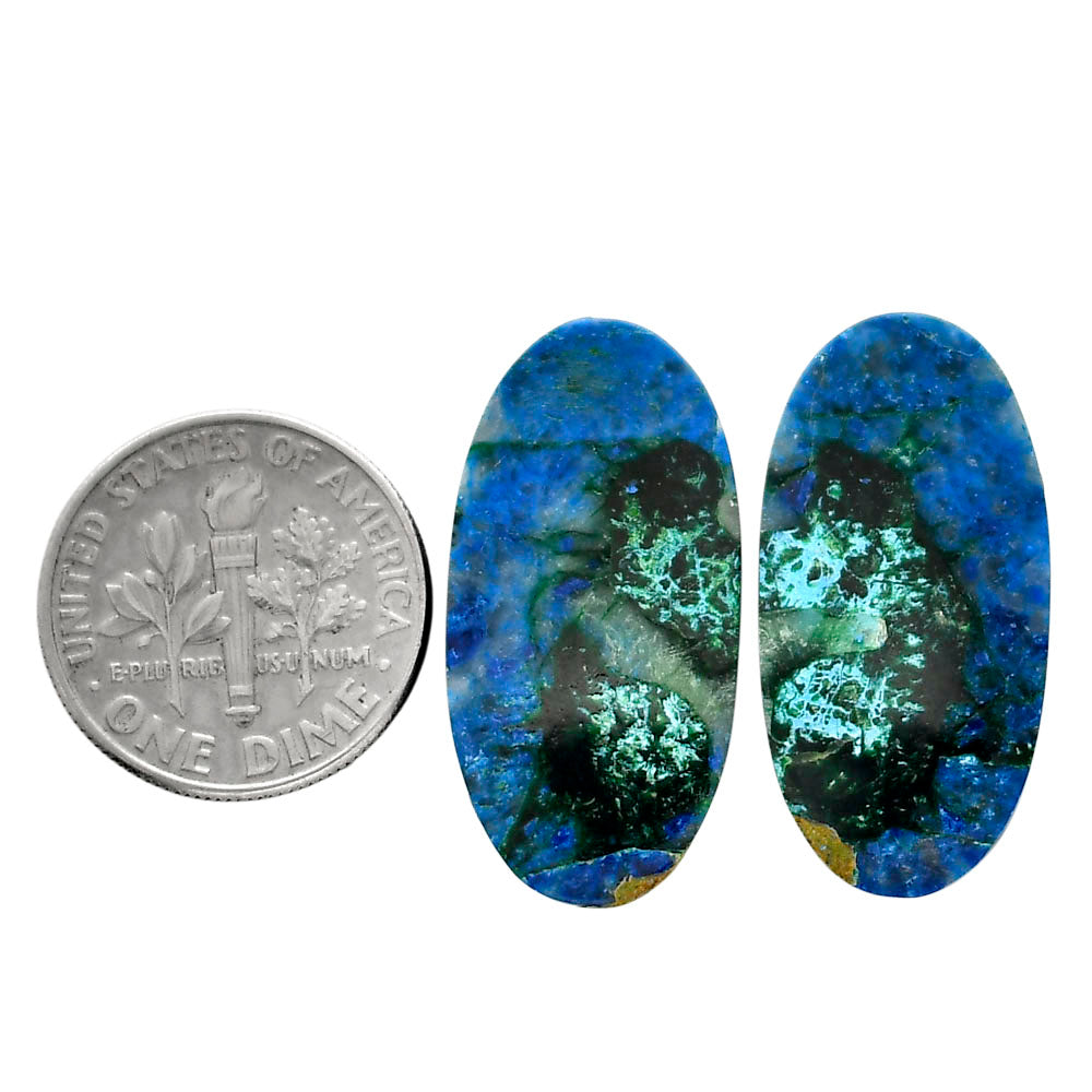 Shattuckite Pair 13.2x26.6x4 mm Oval Shape Polished Gemstone LS39-04641