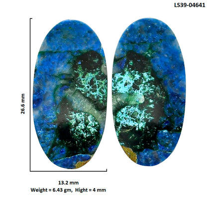 Shattuckite Pair 13.2x26.6x4 mm Oval Shape Polished Gemstone LS39-04641