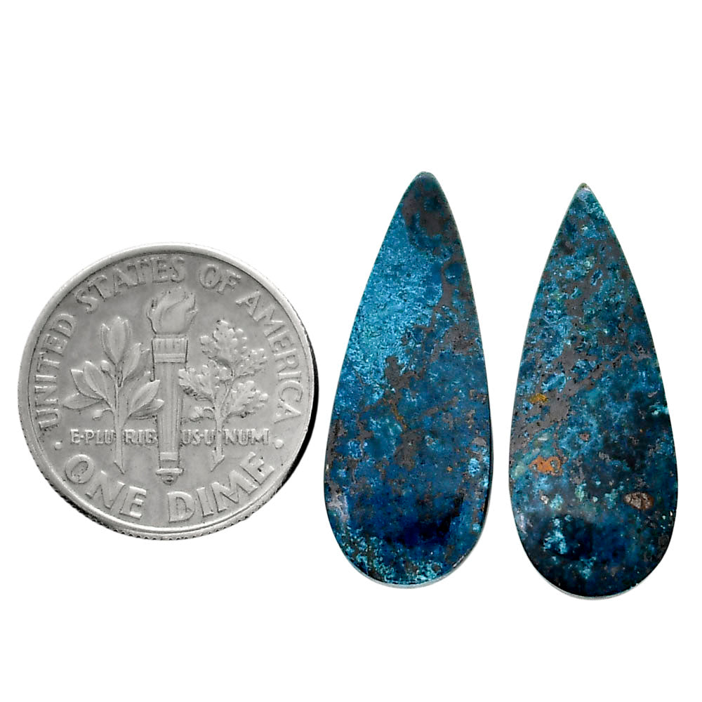 Shattuckite Pair 10x24.9x4 mm Pear Shape Polished Gemstone LS39-04642