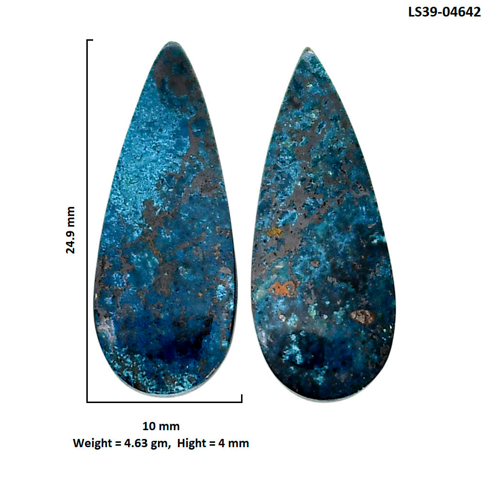 Shattuckite Pair 10x24.9x4 mm Pear Shape Polished Gemstone LS39-04642
