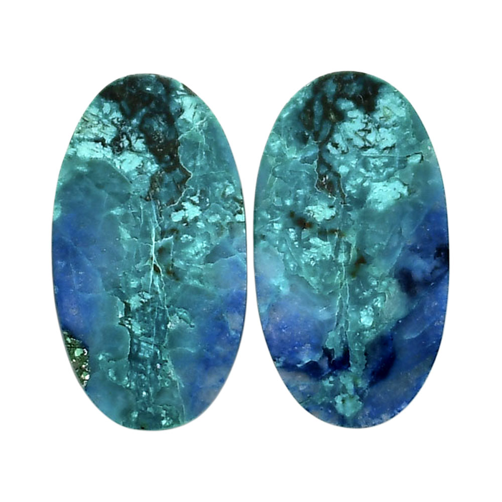 Shattuckite Pair 13x23.6x3.7 mm Oval Shape Polished Gemstone LS39-04643