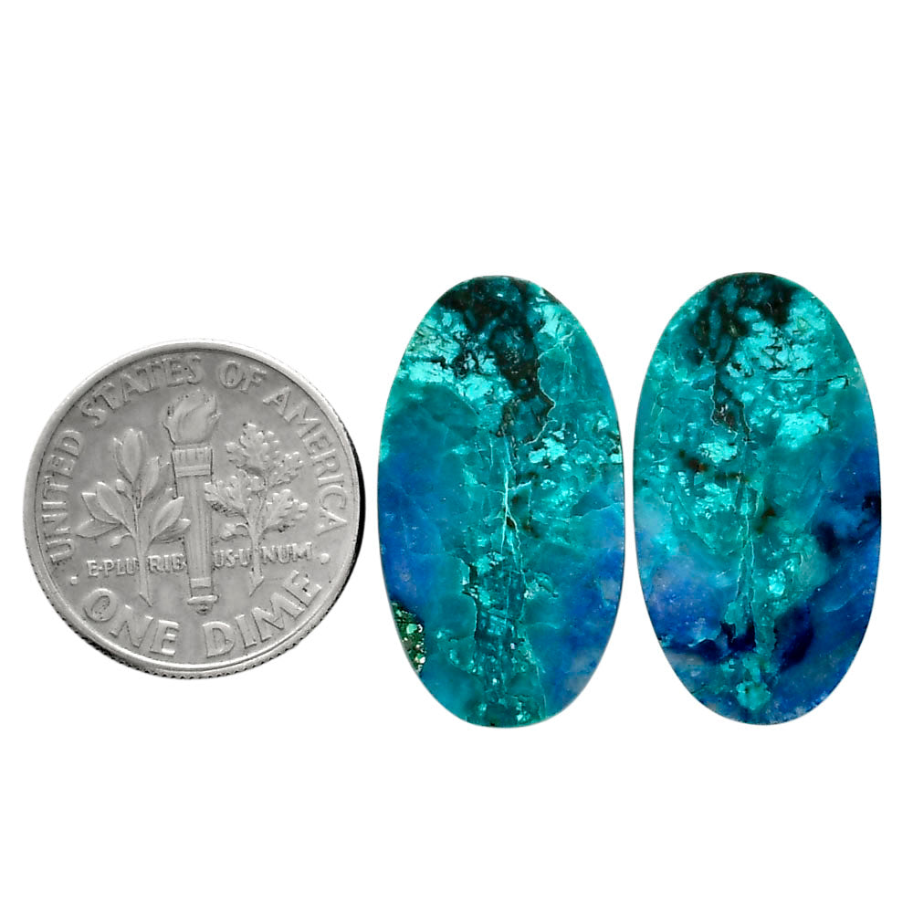 Shattuckite Pair 13x23.6x3.7 mm Oval Shape Polished Gemstone LS39-04643