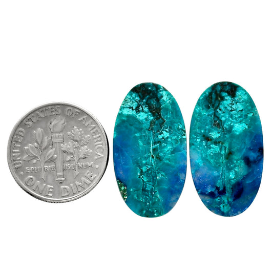 Shattuckite Pair 13x23.6x3.7 mm Oval Shape Polished Gemstone LS39-04643