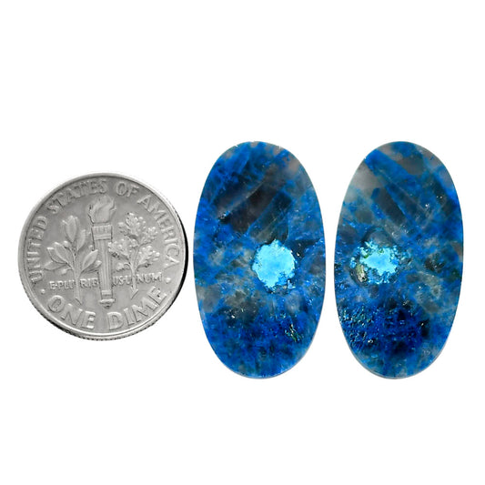 Shattuckite Pair 13.7x24.8x3.5 mm Oval Shape Polished Gemstone LS39-04644